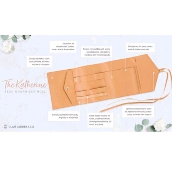 Glass Ladder Co. NEW Katherine Tech Organizer Roll Honey Vegan Materials 3511 - Picture 3 of 14